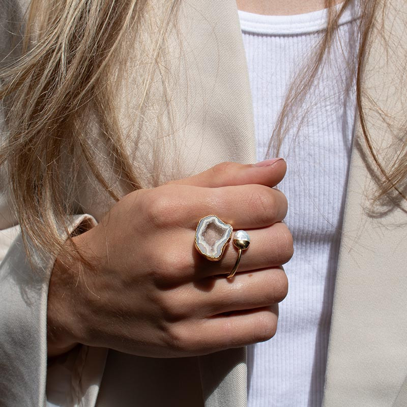 Geode Ring - Grey Pearl