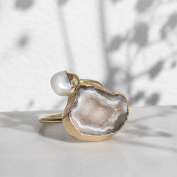 Geode Ring - Grey Pearl